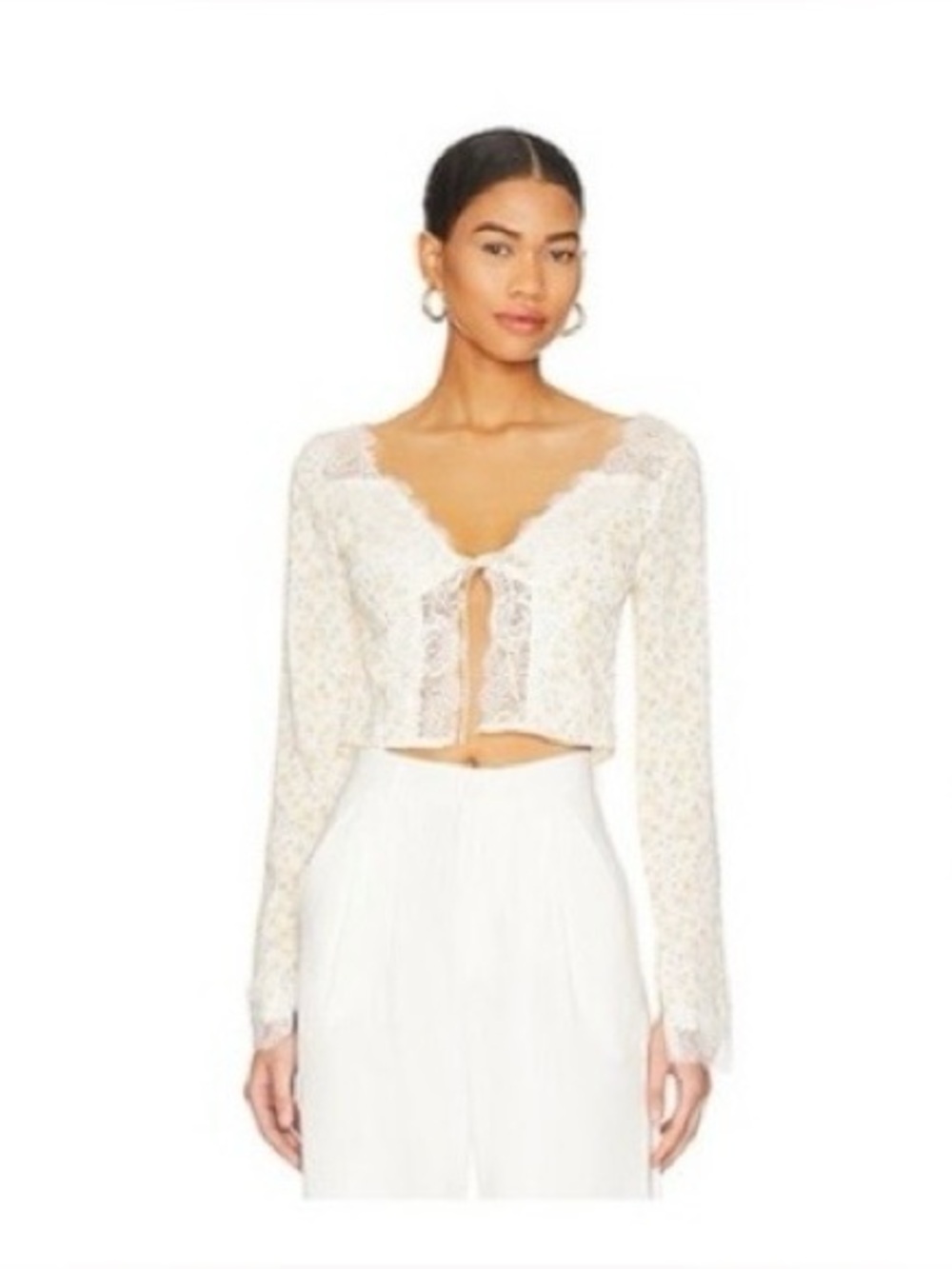 REVOLVE Krystal Tie Front Top - Yellow Floral